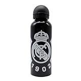 Real Madrid CyP Brands Botella, Cantimplora, Bidón, Botella de agua, Color negro, Libre de BPA, Producto Oficial