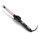 BaByliss Rizador de 19 mm - Tenacilla, Barril Satin Touch, 10 ajustes de Calor, Rizador profesional, Rizos definidos, Acabado duradero, Negro y Rosa, C319E
