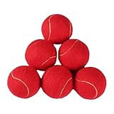 FewNvWa 6 Piezas Pelotas de Tenis Bolas de Práctica Ejercicio Núcleo Cómodo Material Elástico Adecuado para Deportes de Tenis Juegos Exteriores, Rojo