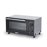 Severin Mini horno tostador compacto de sobremesa con grill, pequeño con bandeja y temporizador de 60 minutos, 800 W, 9 L, negro, TO 2052