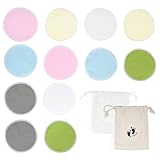 chuckle - 12 Almohadillas de Lactancia de Bambú y Algodón Orgánico con Bolsas de Viaje y Lavandería para una Lactancia Ecológica