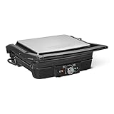 Amazon Basics - Parrilla eléctrica de contacto con control de temperatura, placas antiadherentes, 2000 W, negro