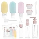 Carehabi 11 piezas kit botes viaje rellenables, botellas de viaje 30/50/60/80ml, tarros de crema pequeños, botella de spray transparente, champú dispensador de bomba, accesorios para cosméticos
