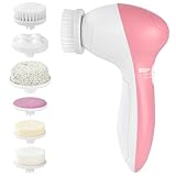 LOPHE Cepillo de Limpieza Facial, 7 en 1 Cepillo Limpiador Facial Eléctrico Para Limpieza Profunda, Masaje Facial, Eliminación De Puntos Negros，Rosa