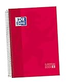 Oxford, Cuaderno A4 cuadrícula 5x5, tapa dura, 5 bandas color, 120 hojas microperforadas, color rojo