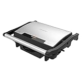 Cecotec Parrilla Eléctrica Plancha y Sandwichera Rock'nGrill Rapid. 1500W, Superficie 24,5 x 17,3cm, Revestimiento RockStone, Placa Superior Adaptable, Bandeja Recogegrasas