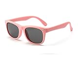 FOURCHEN Gafas de sol para niños, gafas de sol para niños/niñas Clout Goggles Oval Mod Gafas de sol retro para niños Round Lens negras (polarized full pink)