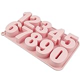 Eozighi Juego de moldes de silicona con números de 0 a 9 moldes de silicona en 3D para chocolate, reutilizables, fáciles de desmoldar, para hornear, decoración de tartas, chocolate, cubitos de hielo