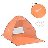 Outsunny Tienda de Playa para 2-3 Personas Pop-Up Instantánea y Portátil con Ventanas Tipo Refugio Tienda de Campaña para Playa Picnic y Camping con Protección Solar UV 200x150x119 cm Naranja