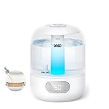 DREO Humidificador Bebés 3L 26dB Silencioso con Sensor de Humedad, Niebla Fría Ultrasónica, 30h Autonomía, Boquilla 360°, Luz Ambiental, Difusor de Aceites Esenciales, Blanco