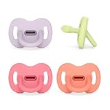 Suavinex, Pack 4 Chupetes Todo Silicona, para Bebés 0/6 Meses y Recién Nacidos, con Tetina Fisiológica SX Pro, Súper Blandito y Flexible, Ideal para Dormir, Respeta Desarrollo Bucodental, Rosa, Verde
