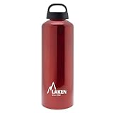 LAKEN Classic Botella de Agua Cantimplora de Aluminio con Tapón de Rosca y Boca Ancha, 1L Rojo
