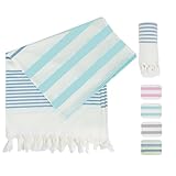 Winthome Toalla Playa Suave-Toalla Hammam de Algodón de Bambú, Ligero Ahorra Espacio, Beach Towel con Borlas Absorbente, Libre de Arena, Toalla de Baño Turco para Mujer Hombre (150x75cm,1 Pack)