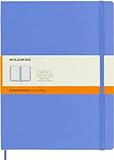 Moleskine - Cuaderno Clásico con Hojas de Rayas, Tapa Dura y Cierre con Goma Elástica, Tamaño XL 19 x 25 cm, Color Azul Hortensia, 192 Páginas
