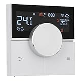 Wengart Termostato Inteligente WiFi WG12 para Suelo Radiante por Agua,230V 3A,Modos Frío/Calor (Aerotermia), Detección de Ventana Abierta,Compatible con Alexa y Google Home,Apto para Caja Redonda 60mm