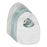 BIECO Baberos Blancos Impermeables de Algodon para Bebe 5x | Baberos Rizo Pechitos Velcro para Recien Nacido 0 Meses