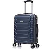 RAYKONG Maleta de Cabina 55x40x20cm Policarbonato (40L) semirígida Trolley pequeño Equipaje de Mano 4 Ruedas giratorios a 360º Cierre numérico (Azul Marino)