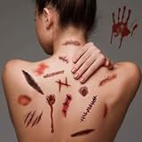 Disfraces de Halloween Tatuajes de zombis, Maquillaje para decoraciones de fiesta de Halloween, Body Scar Stickers para Cosplay 18 hojas (Tatuajes de zombis)