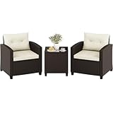 YaheetechＣonjunto Jardin Exterior Muebles Jardin Exterior Muebles Terraza con Mesa de Vidrio，Sillas de Ratán para Balcón