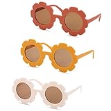 Berkelen Gafas de Sol para Niñas 3 Pares Gafas de Sol de Flor Redonda Gafas de Sol Linda al Aire Libre para Viajes, Playa, Accesorios de Fiesta (Color A)