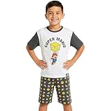 Get Trend Super Mario Pijama Niño 5-14 Años, Conjunto Verano Niño de Pijama Corto, Camiseta y Pantalón Corto, Ropa de Dormir Infantil, Gamer Regalos (11-12 Años, Multi Mario)