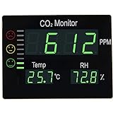 Seben HT-2008 medidor de CO2 semáforo Ambiente con Pantalla LED XL para la medición del Aire Interior de dióxido de Carbono, Humedad y Temperatura