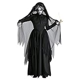 chuangminghangqi. Disfraces de bruja ropa vampiro Halloween mujer disfraz carnaval dama adultos cosplay vestido de terror femenino fantasma novia vestido fiesta, Negro , XL