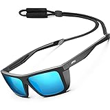 ATTCL Gafas de sol polarizadas deportivas para hombres y mujeres, ciclismo, conducción, pesca, 100% protección UV, UV400 CAT 3 CE, Negro-azul/espejo, Medium