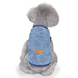 YAODHAOD - Ropa para perro, suéter de felpa de invierno para mascotas, suave, grueso, cálido, para cachorros, para perros y gatos (M, azul)