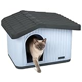 VOUNOT® Casa para Gatos de Plástico 60x51x41 cm, Caseta Mascotas Casita Cabaña de Perros Techo Desmontable Rejilla de Ventilación Patas Antideslizantes, Fácil de Montar para Interior y Exterior Blanco