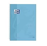 Oxford, Cuaderno A4, cuadrícula 5x5, tapa extradura, microperforado, libreta Europeanbook 1 touch, color azul pastel