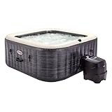 Intex Spa hinchable cuadrado Greystone Deluxe 4 personas, 175x175x71 cm, Calentador 2.200 W, Burbujas aire caliente, Clorador salino, Depuradora con filtro S2 (1.741 l/h), Accesorios incluidos (55093)