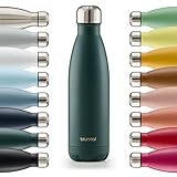 Blumtal Botella de Agua de Acero Inoxidable - Botella Témica sin BPA, Termo con pared Doble Aislamiento, Verde Oscuro, 750ml