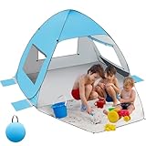 Kezidhp Tienda de Playa Pop Up Automática 2-3 Personas | Protección Solar UPF 50+ | Portátil con Puerta Cremallera y Bolsa de Transporte | Impermeable, Ligera, para Camping, Pesca, Picnic, Jardín