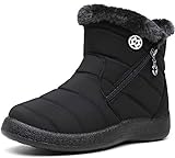 Gaatpot Botas para Mujer Botines de Invierno Forradas con Pelo Botas de Nieve Antideslizante Zapatos Outdoor Ligero Negro 37 EU