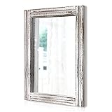 AAZZKANG Espejo de madera con marco, espejo de pared rústico, rectangular, decorativo, granja, dormitorio, baño, espejo colgante para decoración de pared del hogar