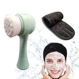 2 PZS Pack Cepillo facial limpiador de doble uso con diadema, cepillo limpieza facial exfoliante unisex skin-care