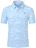 MoFiz Polo Hombre Manga Corta Verano Activo Camisetas Deportivas Transpirable Golf Tenis Tops Camuflaje Azul Claro M