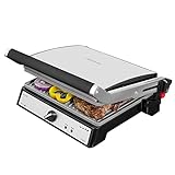 Cecotec Parrilla Eléctrica Rock?nGrill 2400 UltraRapid de 2400W de Potencia, Revestimiento de Piedra RockStone, Apertura de 180º y Placa Superior Flotante.
