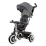 Kinderkraft Aston Triciclo Evolutivo, Bicicleta Sin Pedales, Bicicleta Bebe, para Niños, Cinturón, con Accesorios, Portavasos, Cesta, 9 Meses a 25 kg, Gris