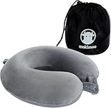 Makimoo Almohada de Viaje de Espuma viscoelástica, Almohada para el Cuello, cómoda y Liviana, Ideal para Dormir en avión, automóvil, autobús y Uso doméstico (Gris)