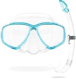 Cressi Combo Set Estrella + Mexico Conjunto Combinado de máscara de Buceo y Snorkel, Perla México, Unisex Adulto, Transparente/Aguamarina, Talla Única