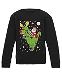 Green Turtle Sudadera para niños - Regalo Navidad Niños Jersey Navidad Niños Niñas - Papa Noel en Dinosaurio T-Rex 10A Negro