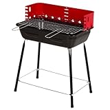 AKTIVE Barbacoa carbón portátil, Con cortavientos, De acero, Parrilla regulable 4 alturas, Tamaño pequeño, 42x42x54 cm, Cocina exterior, Para espacios pequeños (63110)