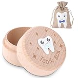 HOTUT Caja de Dientes, Caja Dientes de Leche Niño, Madera para Guardar, Recuerdos de Dientes Lindos, Borde Liso Guardar, Regalo para Niña Niño
