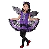 TMOYJPX Disfraz Halloween Niña Vampira 2-16 Años - Disfraces Vestido Niña Princesa y Sombrero de Bruja Ropa Costume Vestirse Fiesta (D, 2-3 años)