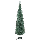 HOMCOM Árbol de Navidad Estrecho 180 cm, Árbol de Navidad Artificial con 321 Ramas, Soporte Metálico, Fácil de Montar, Decoración para Interior, Hogar, Oficina, Verde
