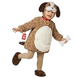Morph Disfraz Perro Cachorro Infantil Túnica Felpa Barriga Acolchada Cola Cubrepiés Animal Marrón Talla 1-2 Años