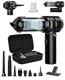 DANOVAX - Aspiradora de Mano - Sin Cable - Plegable - Aspirador Coche Potente - 5 Accesorios - Filtro Lavable + Repuesto - 30 Minutos Autonomia - Recargable USB C - Funda de Transporte