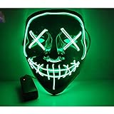 Máscara de Halloween LED Disfraz de Halloween LED Glow Scary Light Up Máscaras para Festival Fiesta Carnaval Disfraz de Navidad Cosplay Brilla en Oscuro Regalo (Verde)